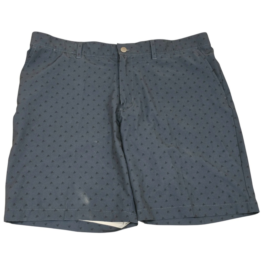 Adidas Golf Shorts Men's 38 Navy Blue Stretch All Over Logo Print Performance